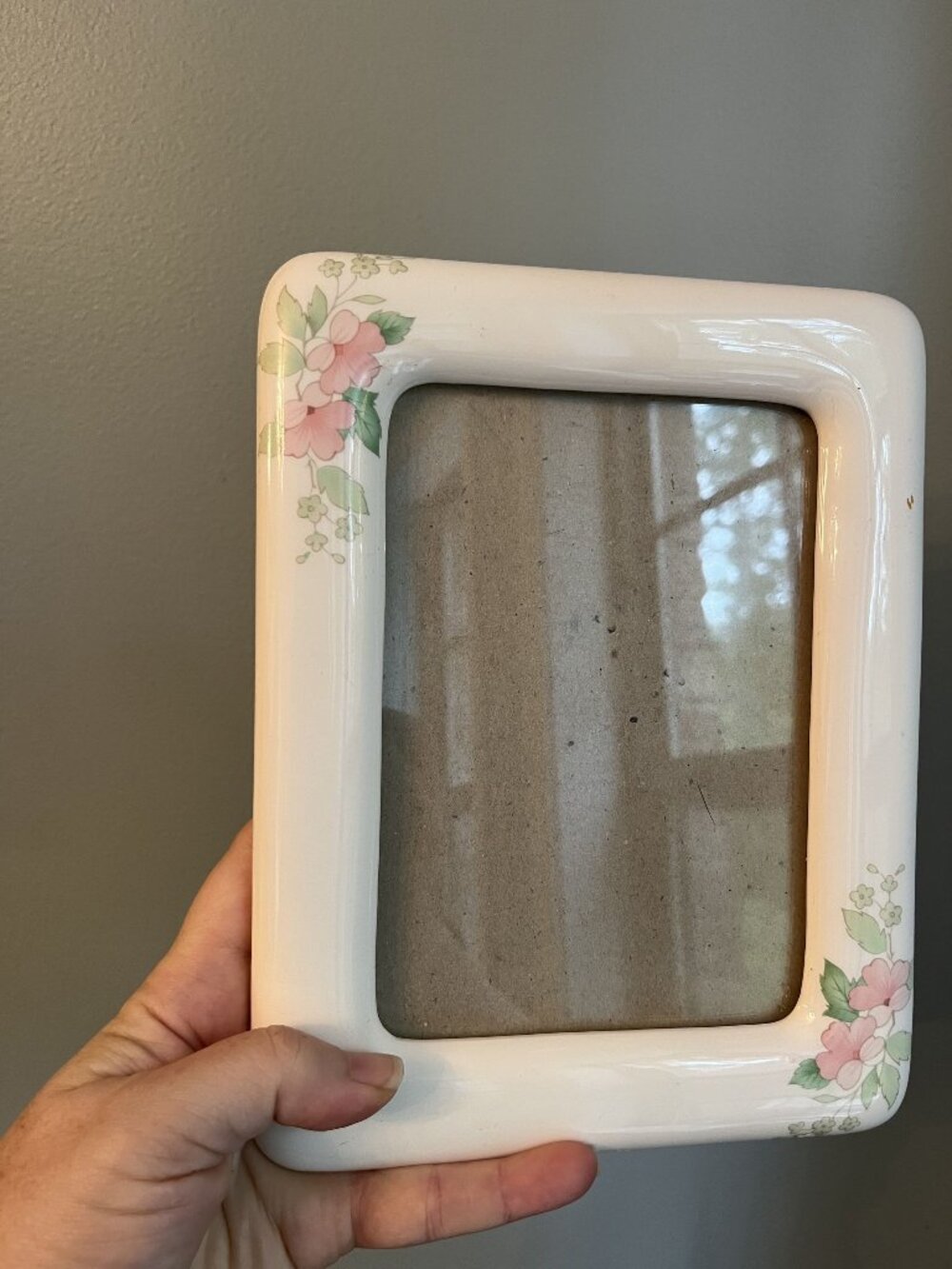 Vintage Ceramic Floral Picture Frame 5x7 Pink Cottagecore